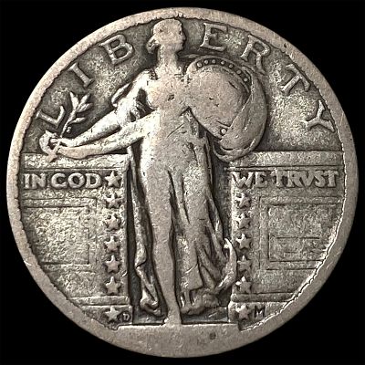 1920-D Silver Standing Liberty Quarter LIGHTLY CIRCULATED