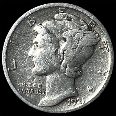 1921-D Silver Mercury Dime LIGHTLY CIRCULATED