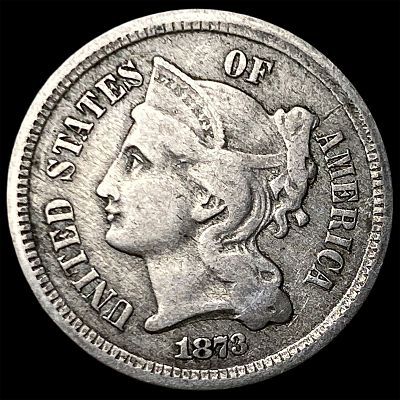 1873 Nickel Three-Cent Piece LIGHTLY CIRCULATED