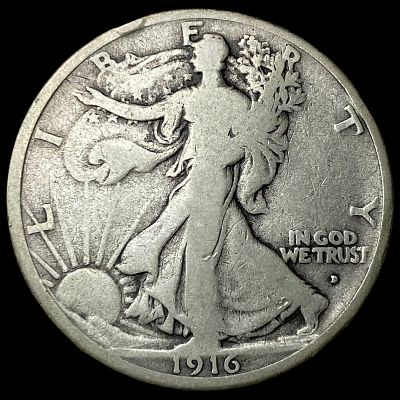 1916-D Silver Walking Liberty Half Dollar LIGHTLY CIRCULATED. 1916-D Silver Walking Liberty 