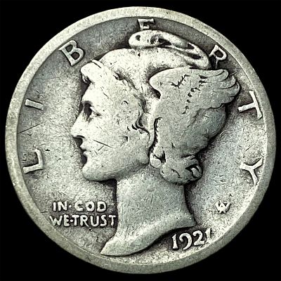 1921 Silver Mercury Dime LIGHTLY CIRCULATED