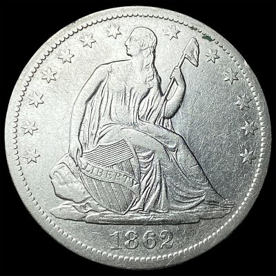 1862-S Silver Seated Liberty Half Dollar NEARLY UNCIRCULATED. 1862-S Silver Seated Liberty Half 
