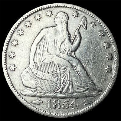 1854-O Arrows Seated Liberty Silver Half Dollar NEARLY UNCIRCULATED. 1854-O Arrows Seated 