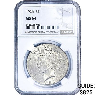 1926 Silver Peace Dollar NGC MS64