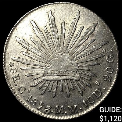 1873/5 CaMM Mexico Silver 8 Reales Overstruck Date