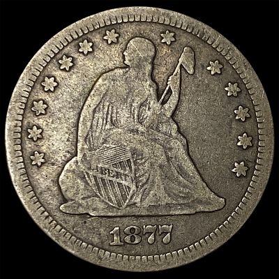 1877-CC Silver Seated Liberty Quarter LIGHTLY CIRCULATED. 1877-CC Silver Seated Liberty Quarter 