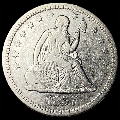 1857-O Silver Seated Liberty Quarter NEARLY UNCIRCULATED. 1857-O Silver Seated Liberty Quarter 