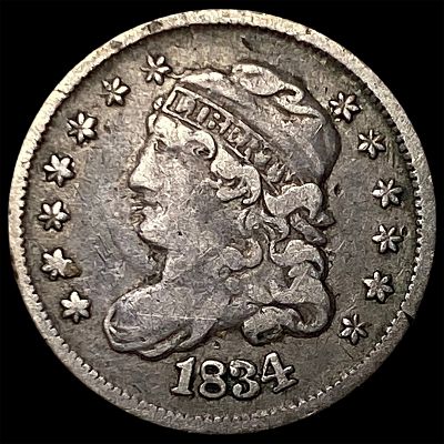 1834 Capped Bust Silver Half Dime ABOUT UNCIRCULATED. 1834 Capped Bust Silver Half Dime ABOUT 