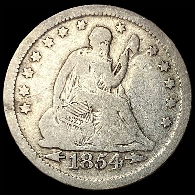 1854 Arrows Seated Liberty Quarter NICELY CIRCULATED. 1854 Arrows Seated Liberty Quarter NICELY 