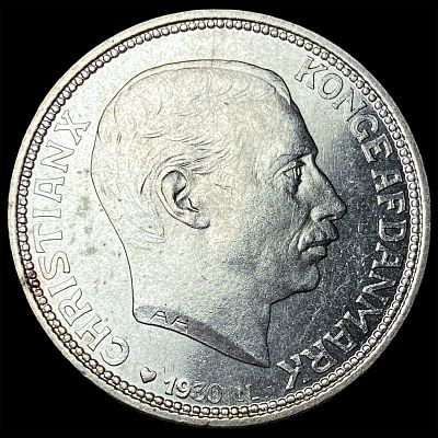 1930 Denmark Silver 2 Kroner