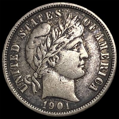 1901 Silver Barber Dime LIGHTLY CIRCULATED