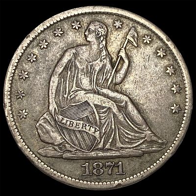 1871-S Silver Seated Liberty Half Dollar NEARLY UNCIRCULATED