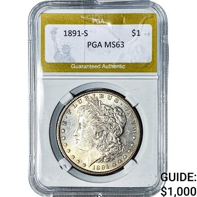 1891-S Morgan Silver Dollar PGA MS63