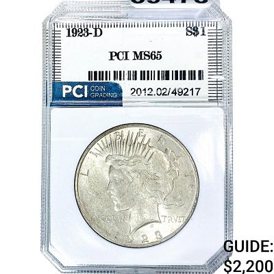 1923-D Silver Peace Dollar PCI MS65