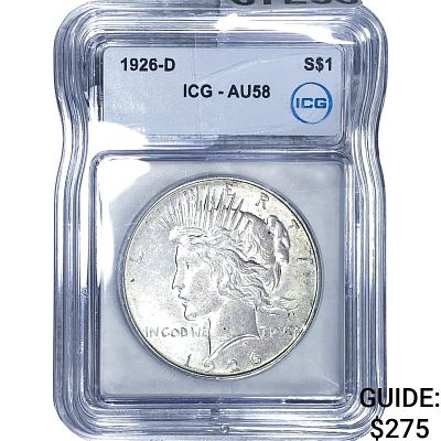1926-D Silver Peace Dollar ICG AU58