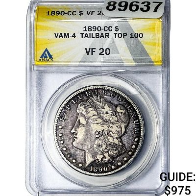 1890-CC Morgan Silver Dollar ANACS VF20