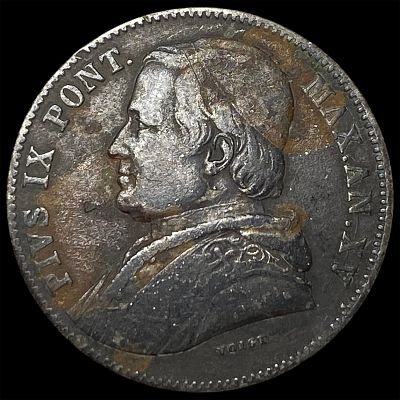 1861XVR Italy Papal States Silver 20 Baiocchi