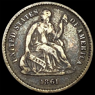 1861 Silver Seated Liberty Half Dime NEARLY UNCIRCULATED