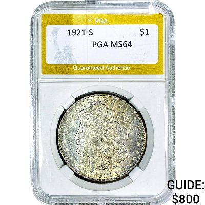 1921-S Morgan Silver Dollar PGA MS64