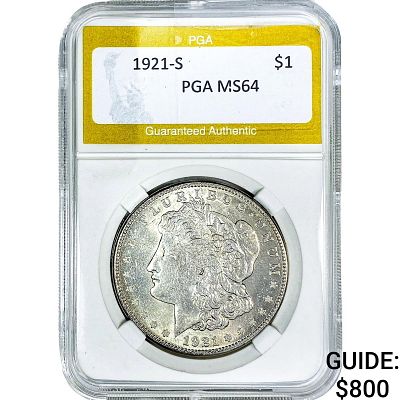 1921-S Morgan Silver Dollar PGA MS64