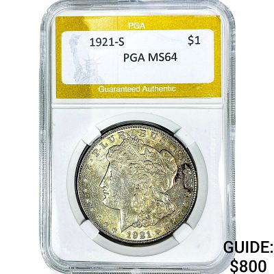 1921-S Morgan Silver Dollar PGA MS64