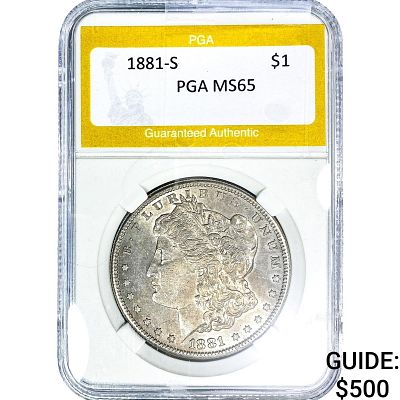 1881-S Morgan Silver Dollar PGA MS65
