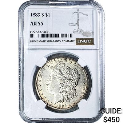 1889-S Morgan Silver Dollar NGC AU55