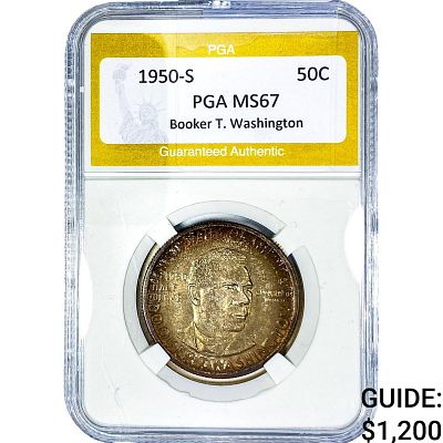 1950-S Booker T Half Dollar PGA MS67