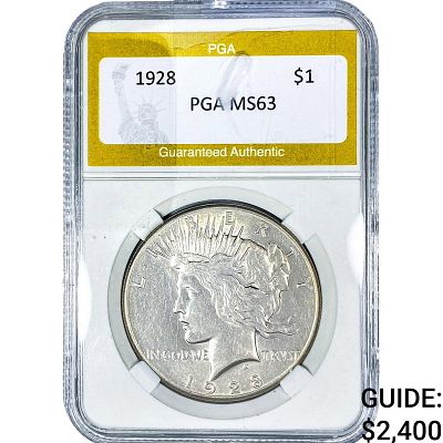 1928 Silver Peace Dollar PGA MS63