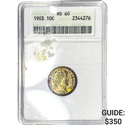 1903 Barber Dime ANACS MS60