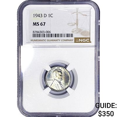1943-D Wheat Cent NGC MS67
