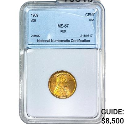 1909 Wheat Cent NNC MS67 RD