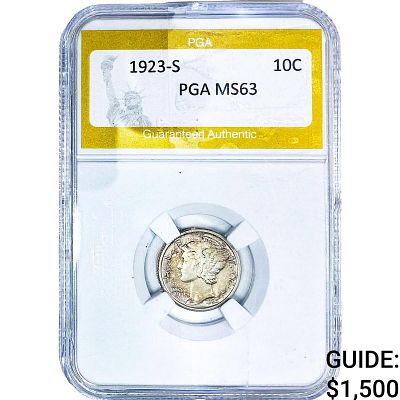 1923-S Mercury Silver Dime PGA MS63