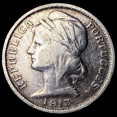 1913 Portugal Silver 20 Centavos