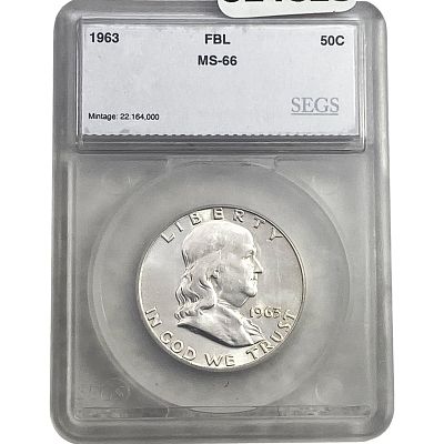 1963 Franklin Half Dollar SEGS MS66