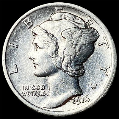 1916 Silver Mercury Dime CLOSELY UNCIRCULATED