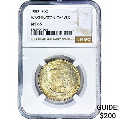 1952 Washington Carver Half Dollar NGC MS65