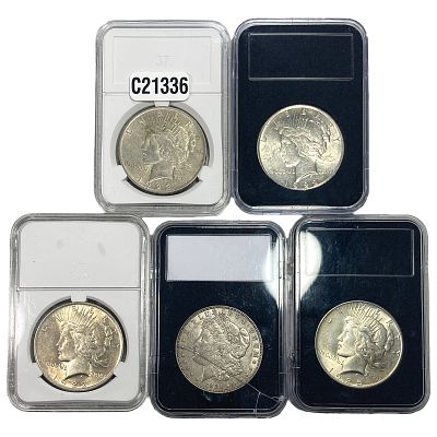 [5 Coins] 1921-1925 Morgan & Peace $1. [5 Coins] 1921-1925 Morgan &amp; Peace $1