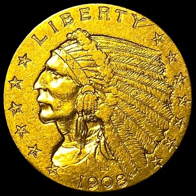 1908 Indian Head $2.5 Gold Quarter Eagle NEARLY UNCIRCULATED