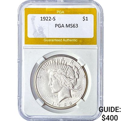 1922-S Silver Peace Dollar PGA MS63