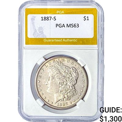 1887-S Morgan Silver Dollar PGA MS63