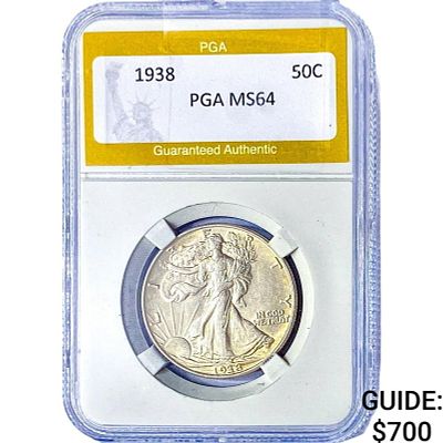 1938 Walking Liberty Half Dollar PGA MS64