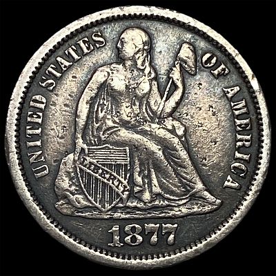 1877-CC Silver Seated Liberty Dime NEARLY UNCIRCULATED
