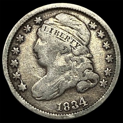 1834 Silver Capped Bust Dime ABOUT UNCIRCULATED