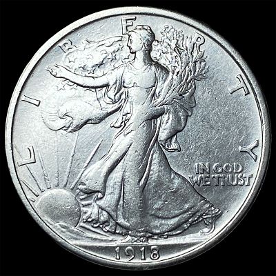 1918 Silver Walking Liberty Half Dollar NEARLY UNCIRCULATED. 1918 Silver Walking Liberty Half 
