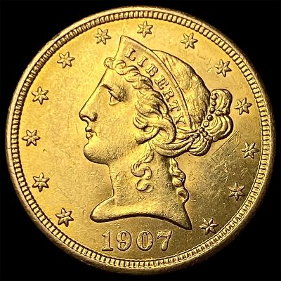 1907 Gold $5 Liberty Head Half Eagle UNCIRCULATED. 1907 Gold $5 Liberty Head Half Eagle UNCIRCULATED