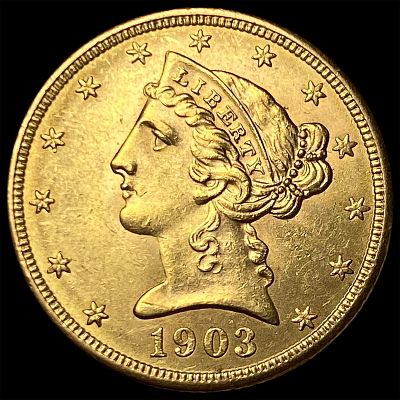 1903 Gold $5 Liberty Head Half Eagle UNCIRCULATED. 1903 Gold $5 Liberty Head Half Eagle UNCIRCULATED