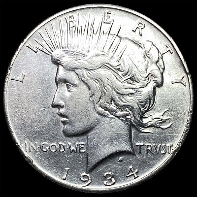 1934-S Silver Peace Dollar NEARLY UNCIRCULATED. 1934-S Silver Peace Dollar NEARLY UNCIRCULATED