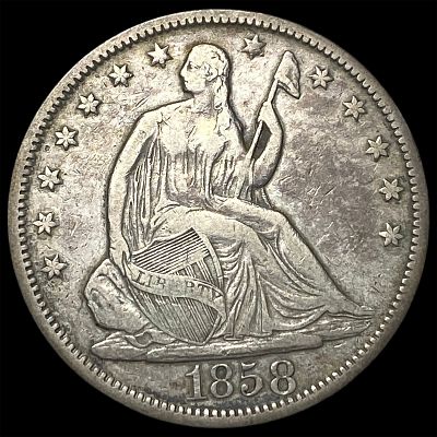 1858 Seated Liberty Half Dollar CLOSELY UNCIRCULATED. 1858 Seated Liberty Half Dollar CLOSELY 