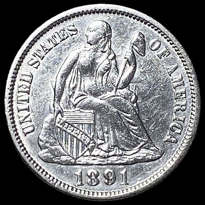 1891 Silver Seated Liberty Dime UNCIRCULATED